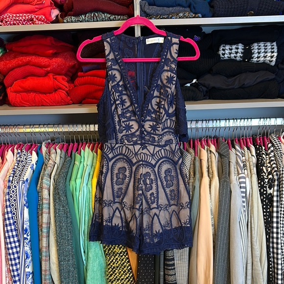 Hello Molly Dresses & Skirts - Hello Molly navy off the shoulder line button front dress size 6